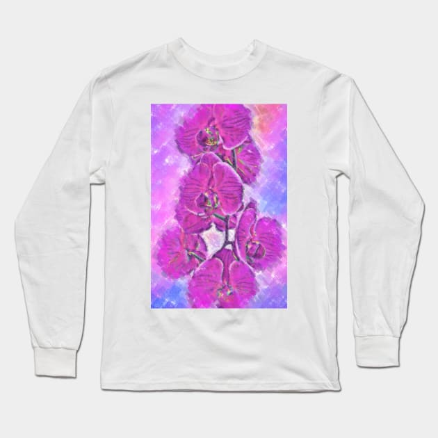 Pink And Purple Orchid Long Sleeve T-Shirt by KirtTisdale